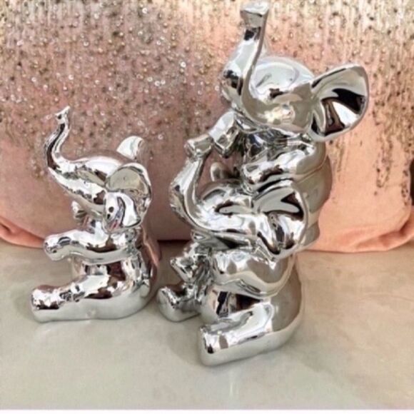 New Elephant set Chrome Silver Good Luck - Picture 2 of 10